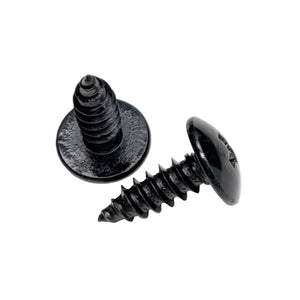 Two black 5/8" truss-head stainless steel screws, on a plain white background.