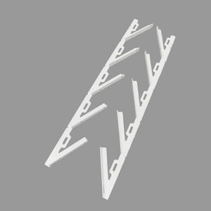 White powder-coated EZ Louver bracket pair on a light gray background.
