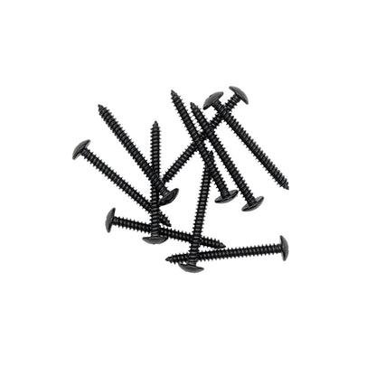 Ten black 2" truss-head screws on a white background.