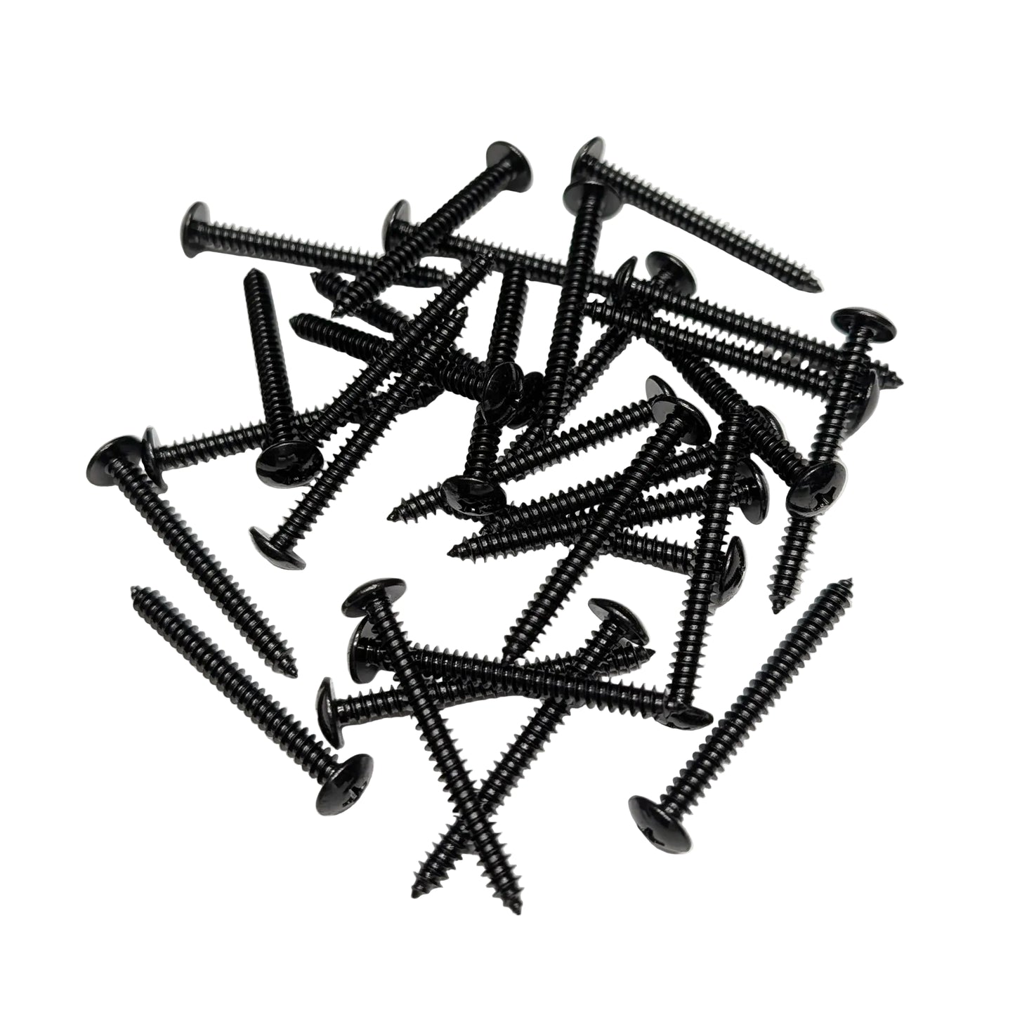 30 Black 2-in Truss-Head Bracket Screws on a white background