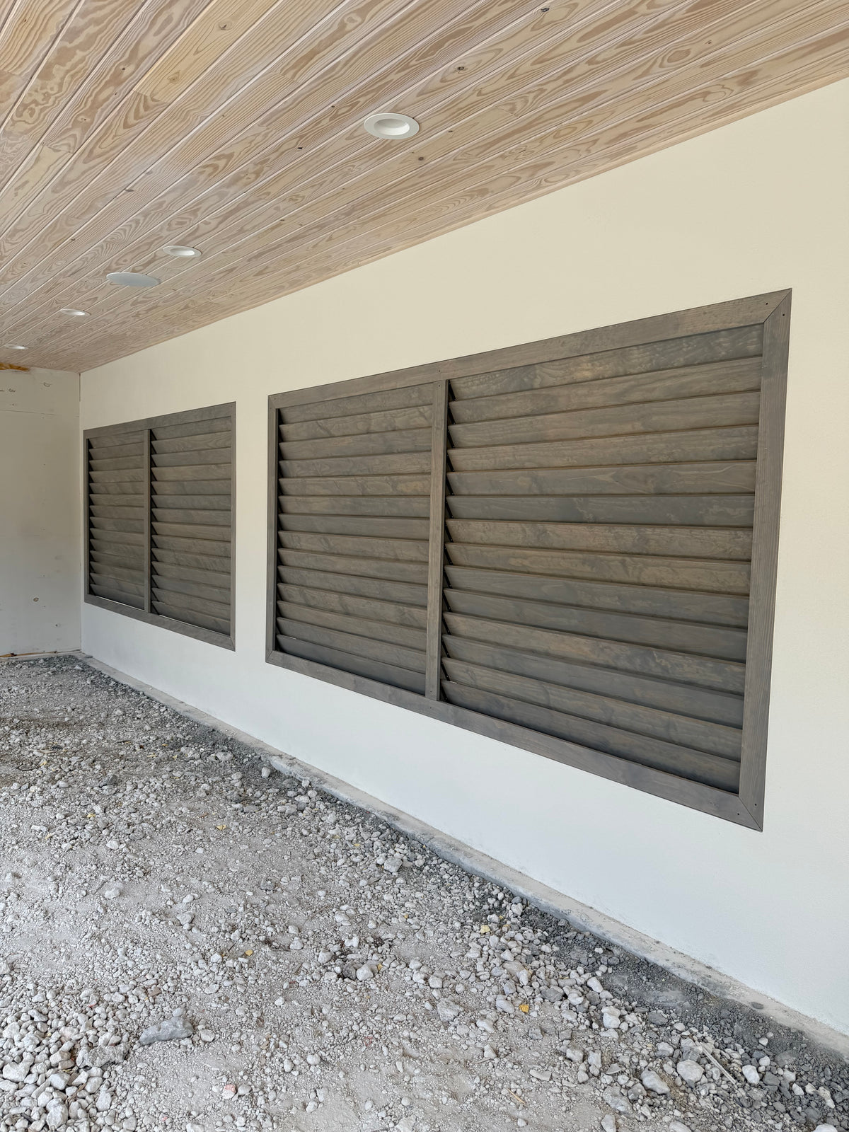 Louvered panels in a terrace.