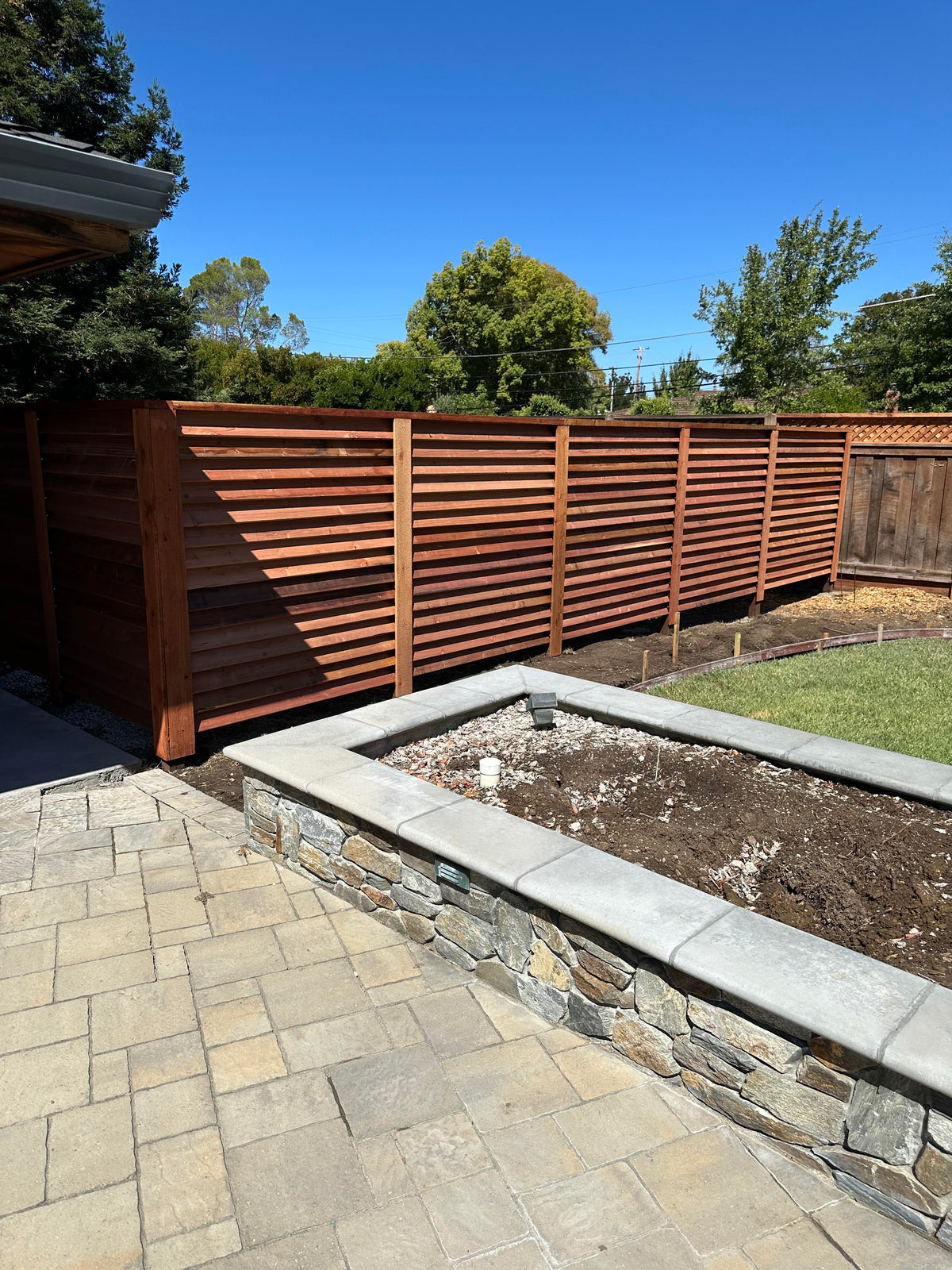 Louvered Redwood Backyard Fence