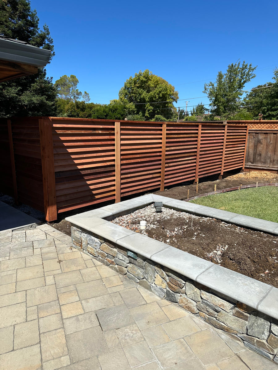 Louvered Redwood Backyard Fence