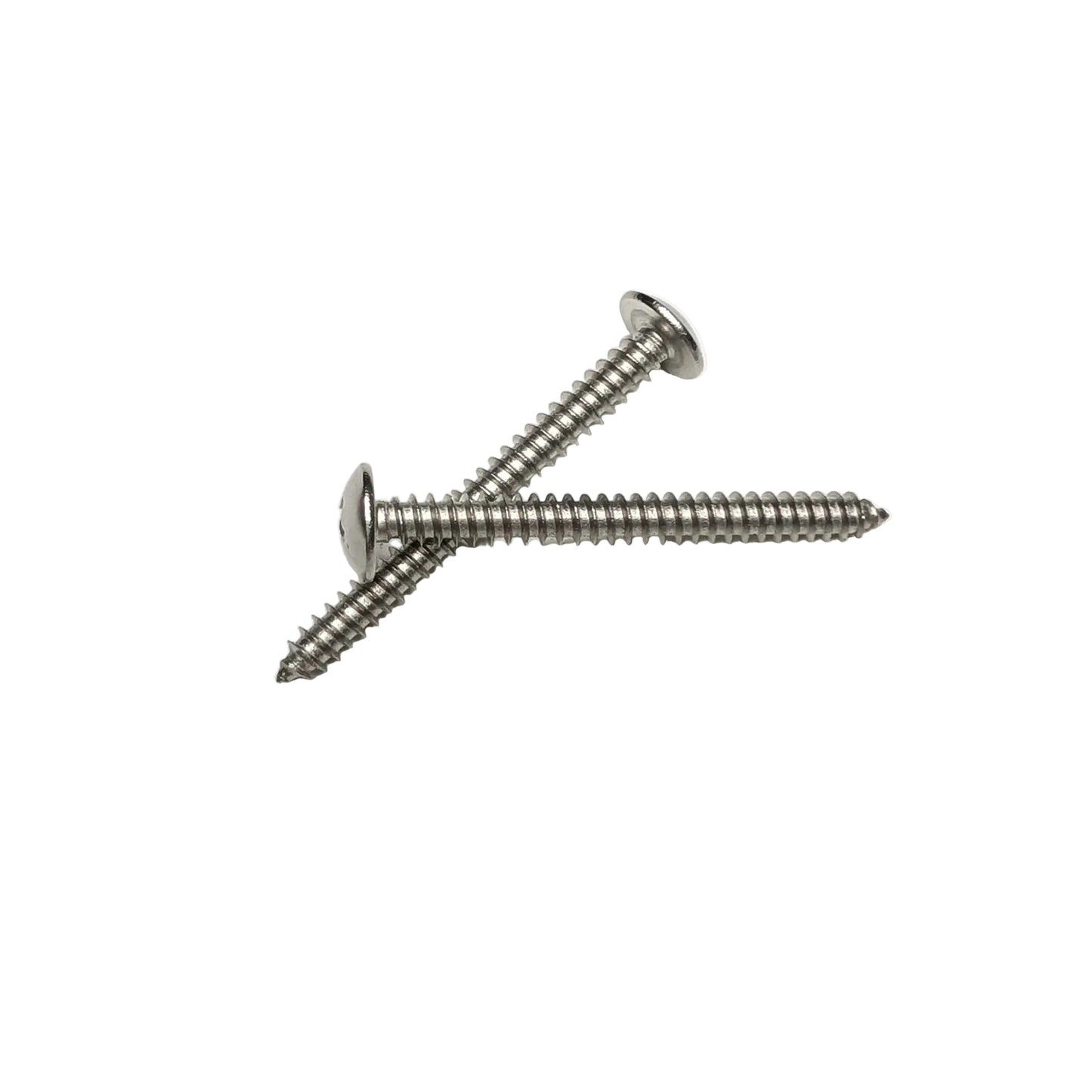 Two 2-in Silver Truss-Head Bracket Screws on a white background