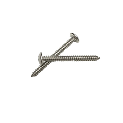 Two 2-in Silver Truss-Head Bracket Screws on a white background