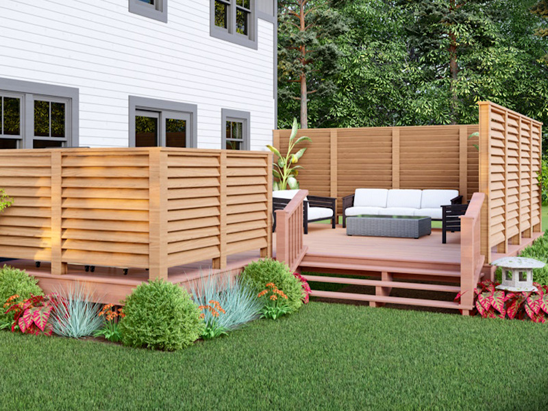 Louvered fence for decorative enclosures